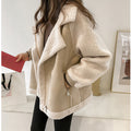 Warm Lamb Velvet Suede Motorcycle Jacket for Women