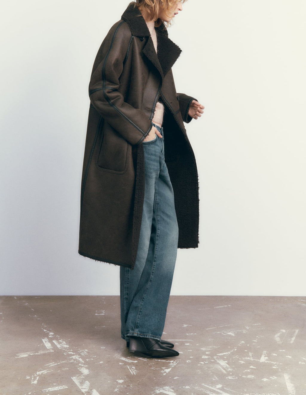 Women’s Winter Belted Double-Breasted Trench Coat – Mid-Length Lapel Windbreaker