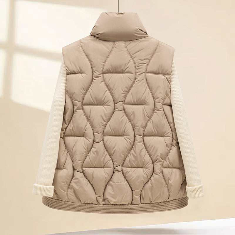 Women's Winter Cotton Quilted Vest - Short Padded Jacket