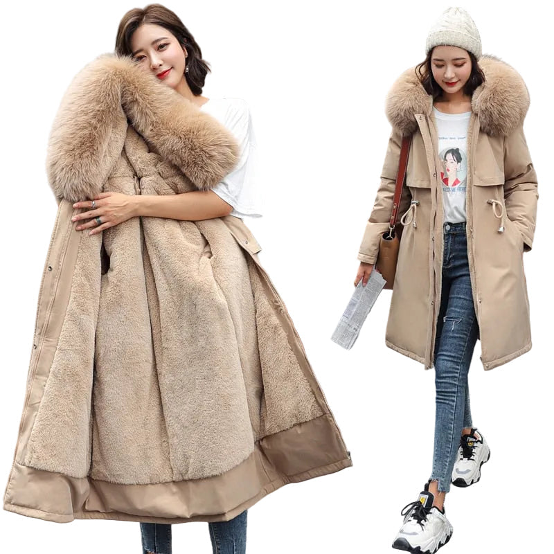 Women's Thick Padded Cotton Winter Coat - Warm Insulated Jacket