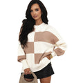 Women’s Checkerboard Color Block Knit Sweater