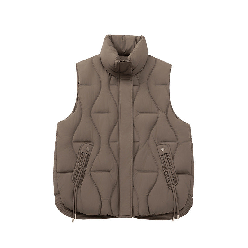 Women's Winter Cotton Quilted Vest - Short Padded Jacket