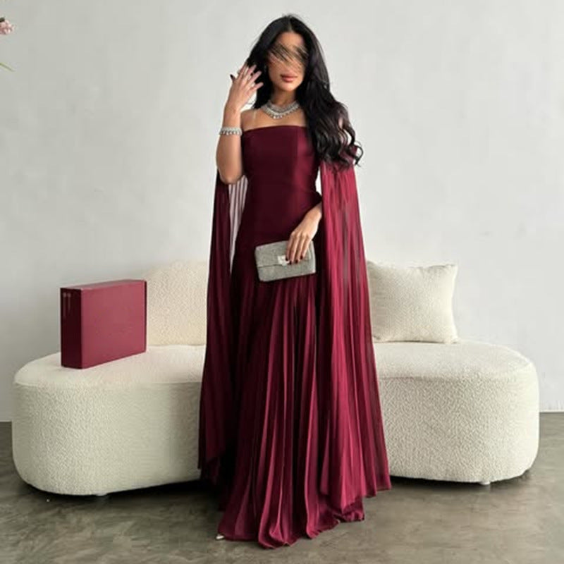 Women’s One-Shoulder Pleated Blouse & Skirt Set