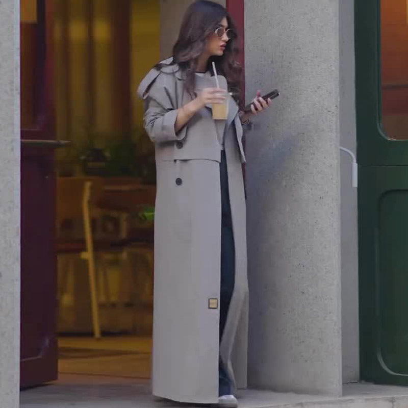 Women's British Retro Motorcycle Jacket - Autumn Winter Medium Long