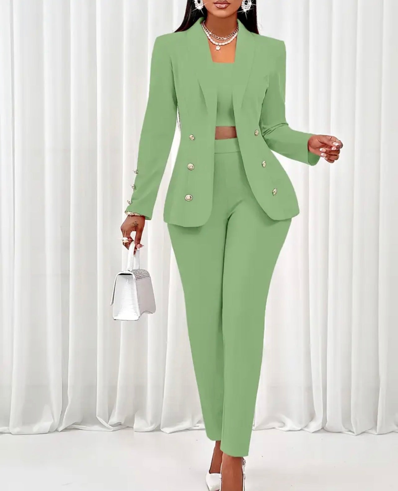 Women’s Elegant Beige 3-Piece Suit Set