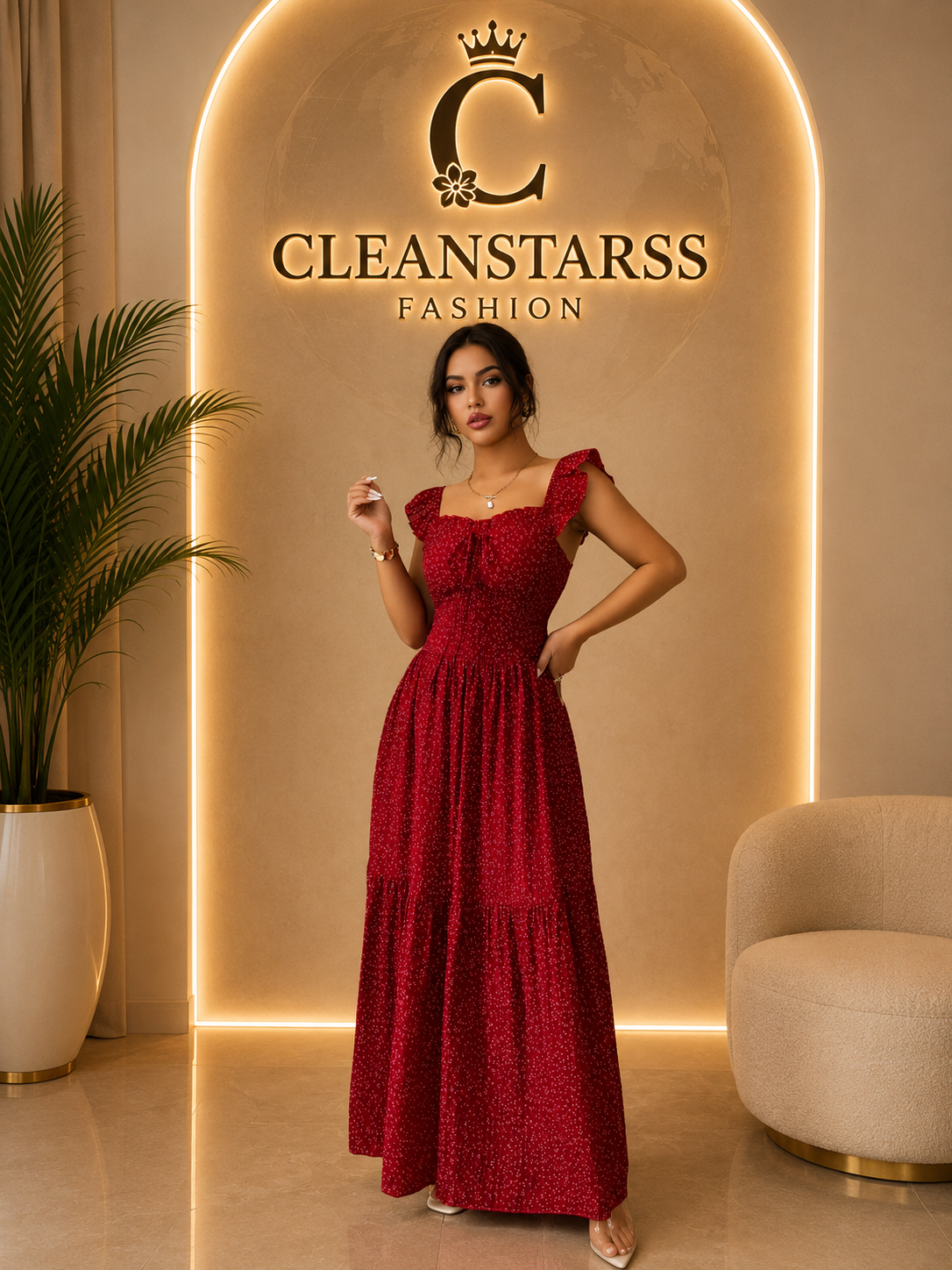 Rosé Belle Ruffle Maxi Dress – Elegant Floral Summer Dress