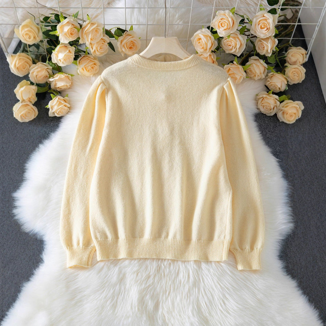 Women’s Knitted Lace Trim Single Breasted Cardigan