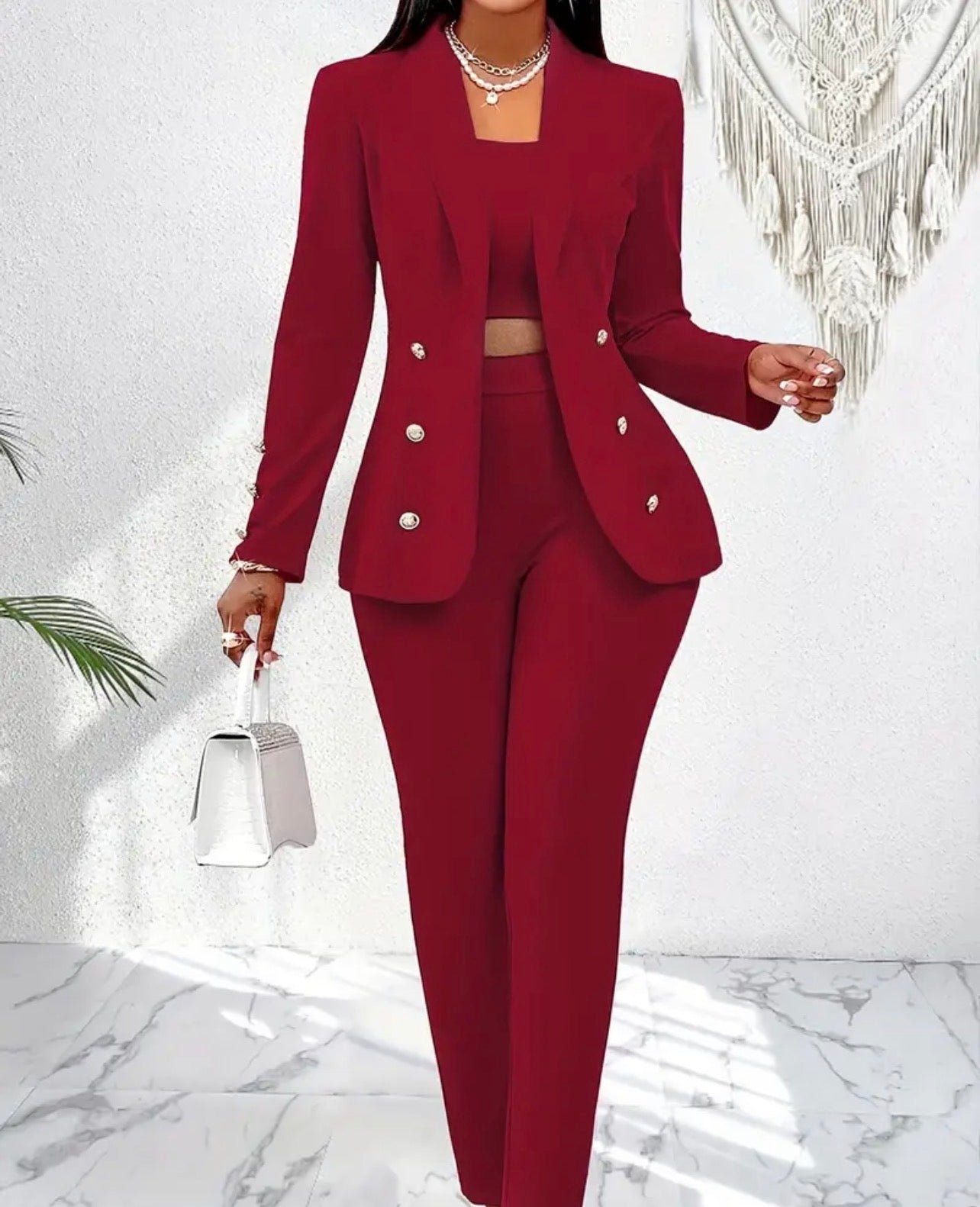 Women’s Elegant Beige 3-Piece Suit Set