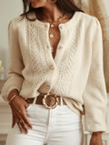Women’s Knitted Lace Trim Single Breasted Cardigan