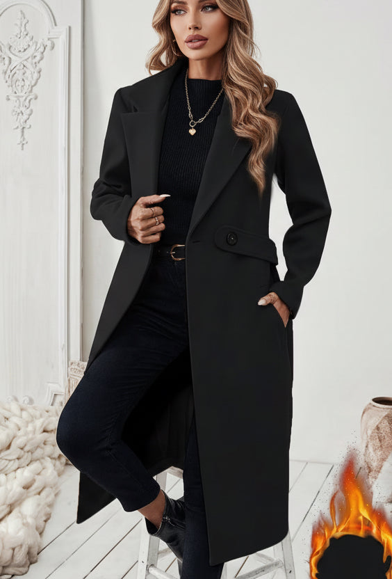 Women’s Minimal Tweed Coat – Mid-Length Belted Autumn/Winter Jacket