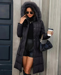 Women's Full-Length Zip-Up Hooded Winter Coat