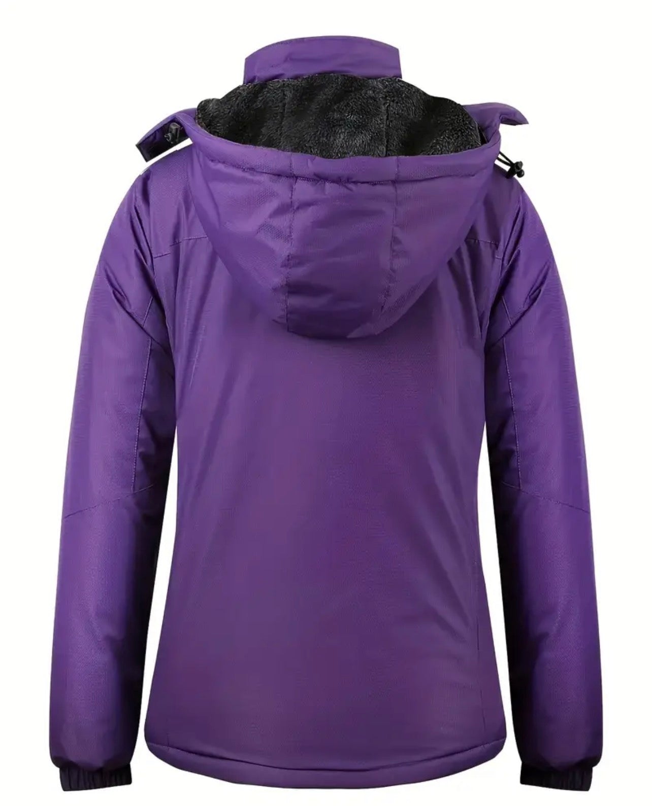 Women's Light Blue Padded Ski Jacket - Detachable Hood & Fleece Lining