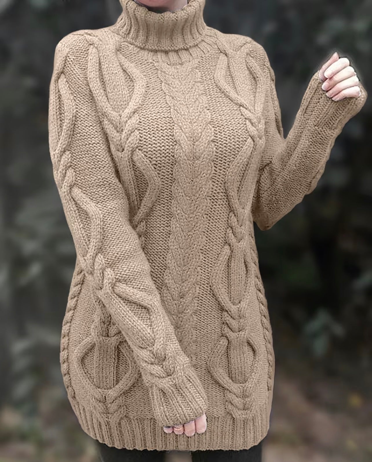 Cable Knit Turtleneck Dress – Timeless Fit
