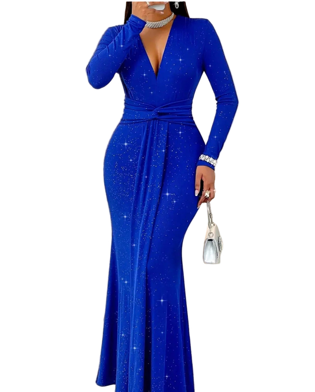 Women's Lace-Up Long Sleeve Bodycon Evening Dress