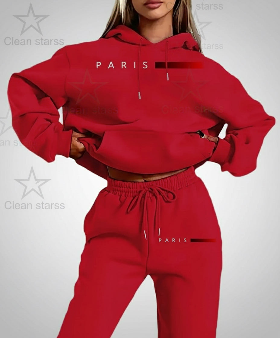 Women's Chic Paris-Inspired Hoodie & Jogger Set