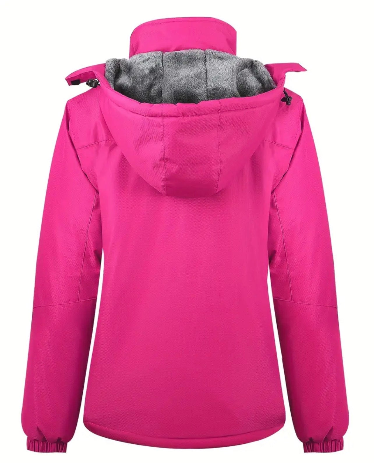 Women's Light Blue Padded Ski Jacket - Detachable Hood & Fleece Lining