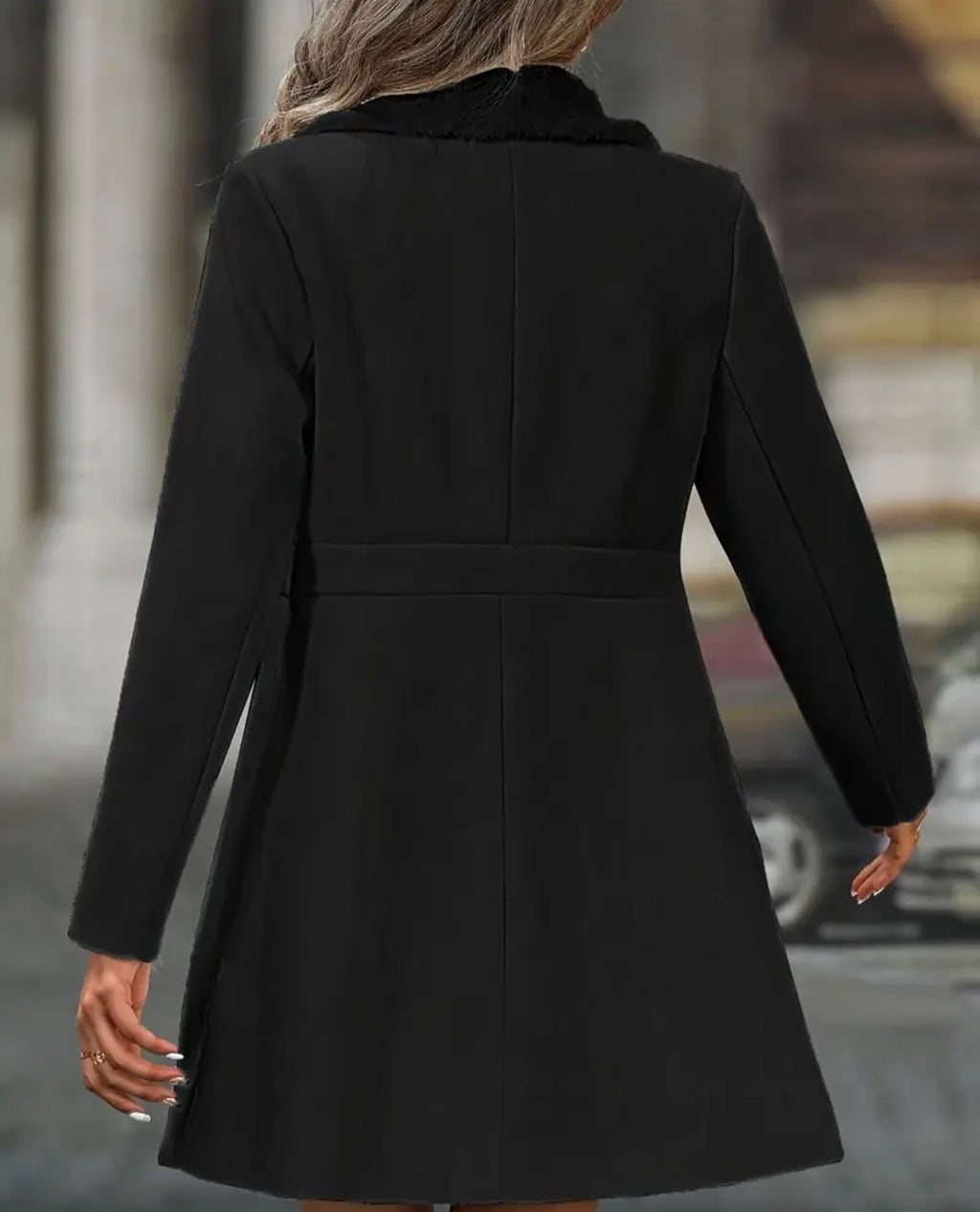 Machine-Washable Long Black Winter Coat for Women — Office, Casual & Formal Wear