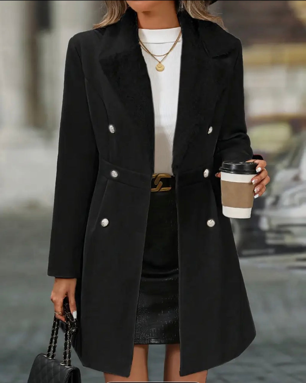 Machine-Washable Long Black Winter Coat for Women — Office, Casual & Formal Wear