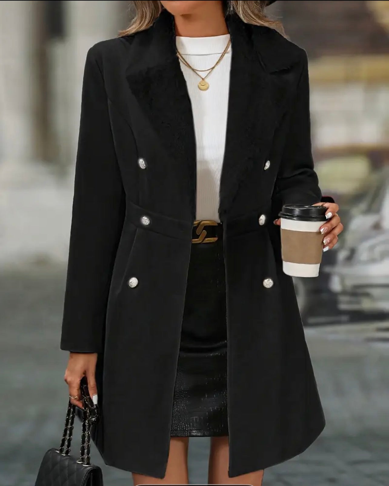 Machine-Washable Long Black Winter Coat for Women — Office, Casual & Formal Wear