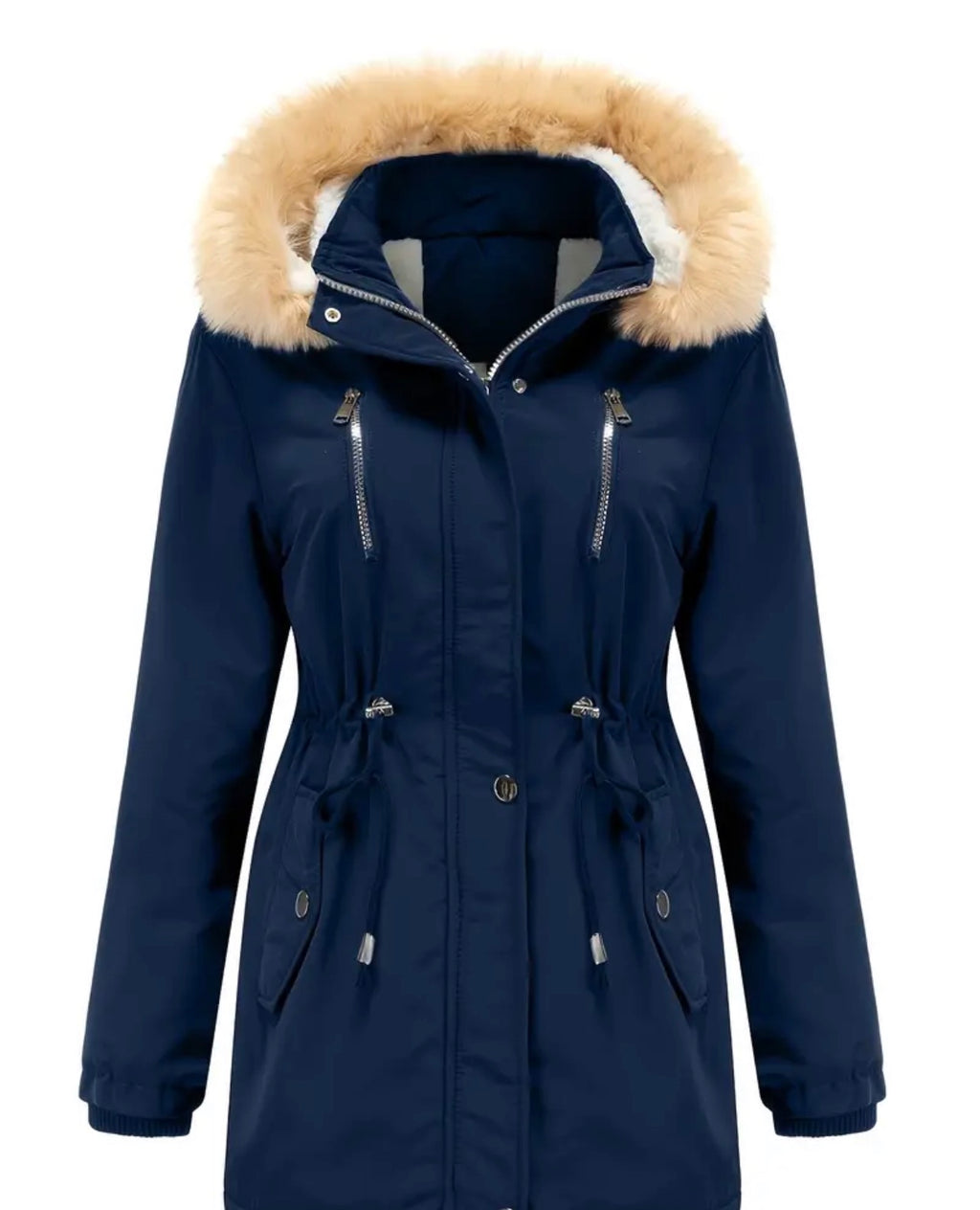 Thick Warm Casual Winter Coat with Ribbed Cuffs for Multiple Occasions