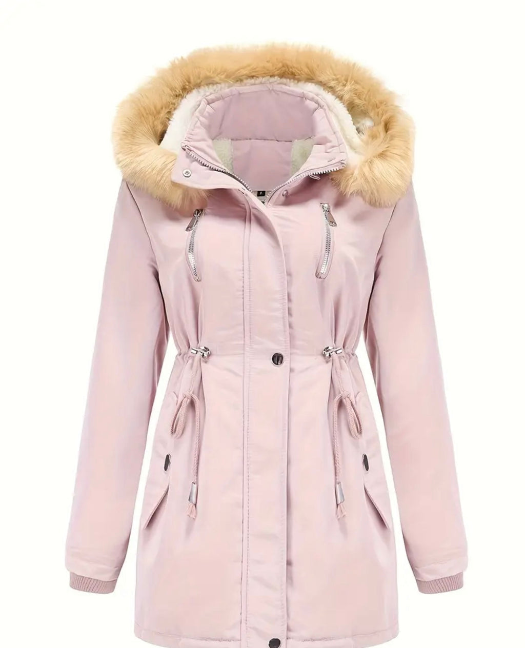 Thick Warm Casual Winter Coat with Ribbed Cuffs for Multiple Occasions