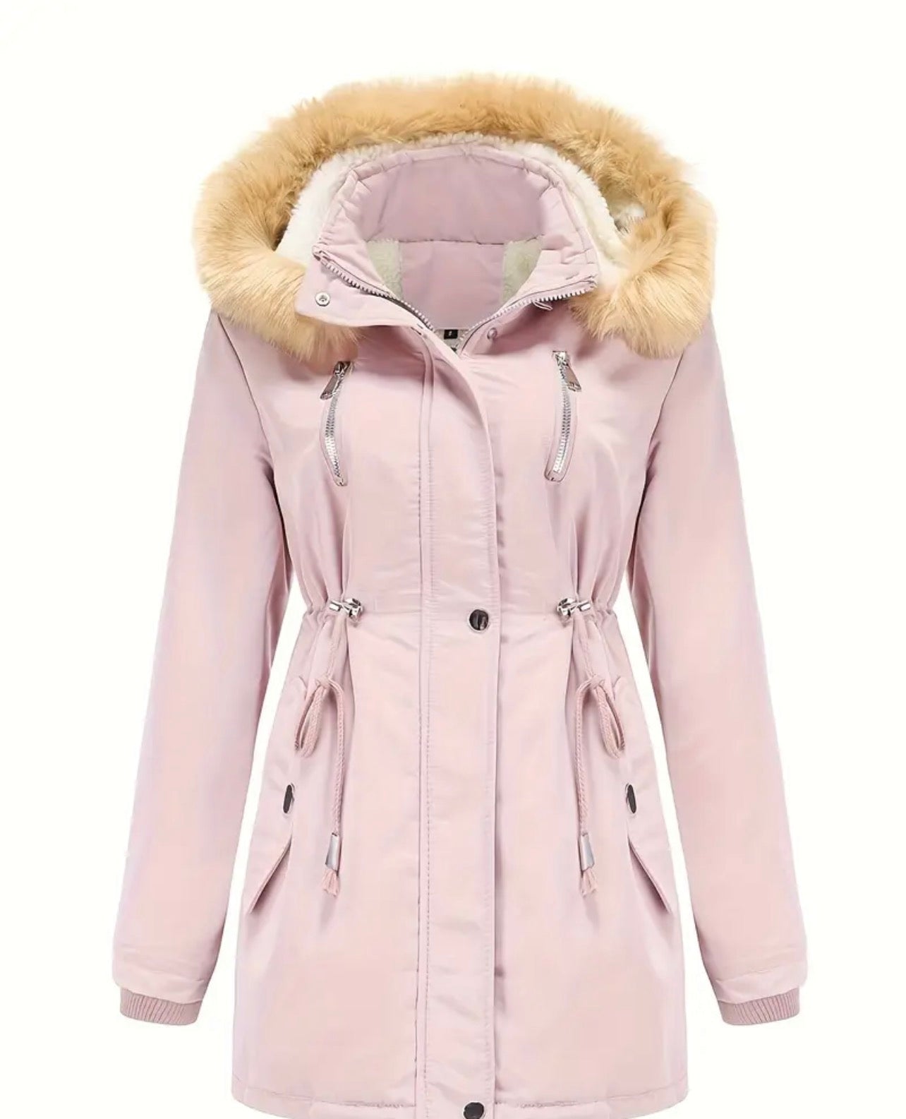 Thick Warm Casual Winter Coat with Ribbed Cuffs for Multiple Occasions