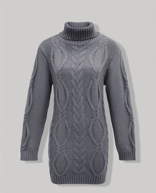 Cable Knit Turtleneck Dress – Timeless Fit