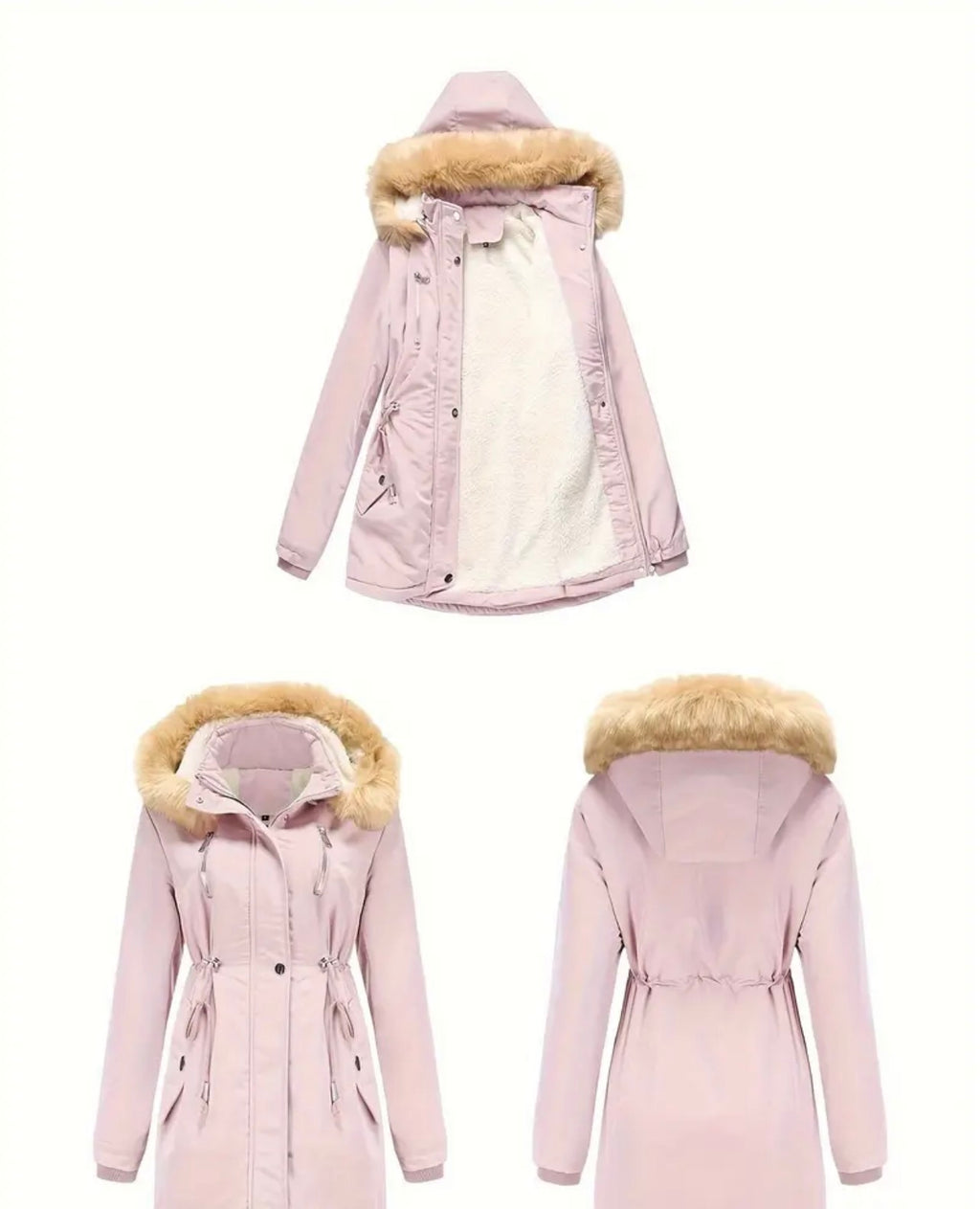 Thick Warm Casual Winter Coat with Ribbed Cuffs for Multiple Occasions