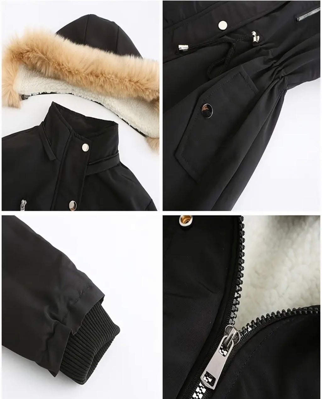 Thick Warm Casual Winter Coat with Ribbed Cuffs for Multiple Occasions