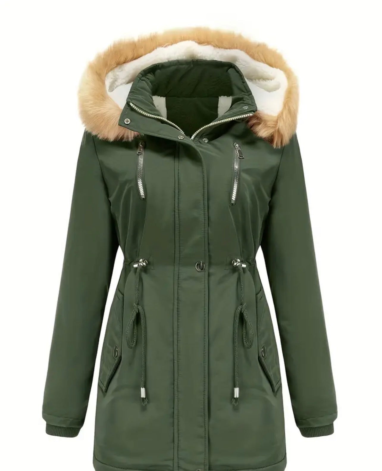 Thick Warm Casual Winter Coat with Ribbed Cuffs for Multiple Occasions