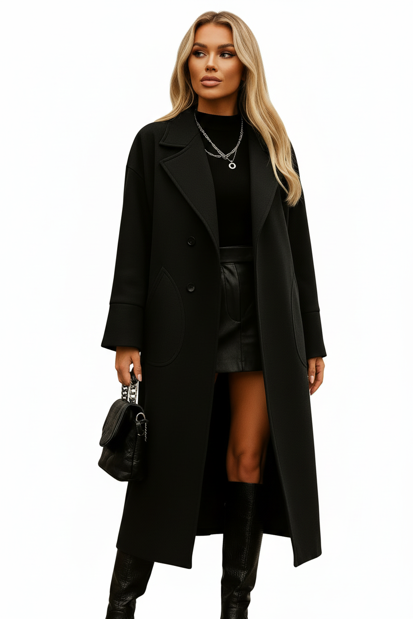 Elegant Solid Color Structured Coat for Women – Casual & Formal Wear