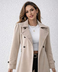 Women’s Elegant Double-Breasted Beige Trench Coat